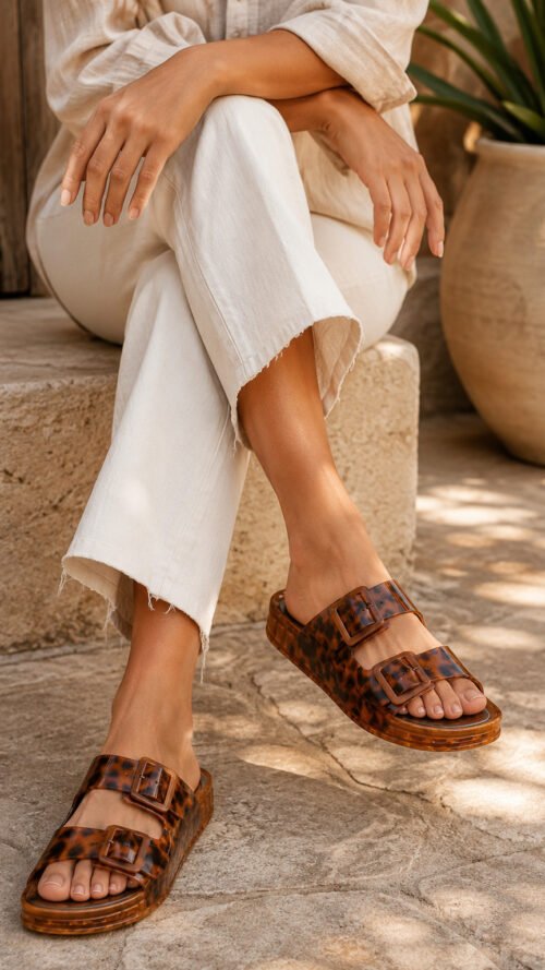Dolce Vita Julio Double Buckle Tortoise Slide Sandals