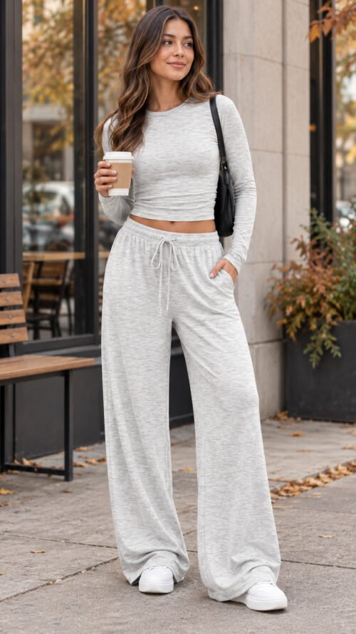 Trendy Queen Women's 2 Piece Fall Fashion Lounge Set with Pockets