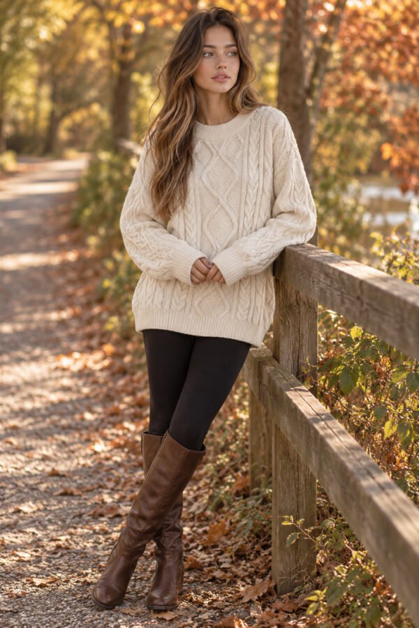 Aelfric Eden Oversized Cable Knit Long Sleeve Sweater
